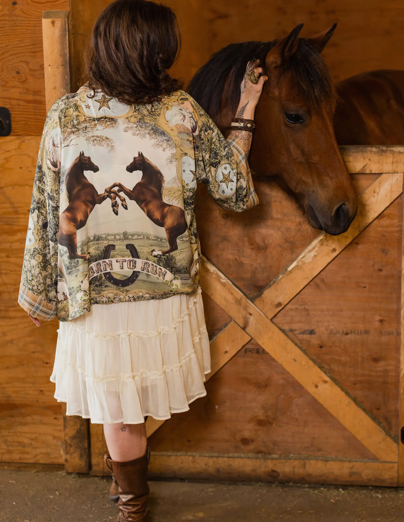 BORN TO RUN PIXIE CROP HORSE JACKET