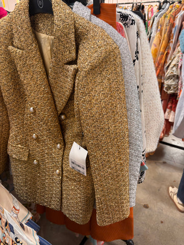 Metallic Boucle Double Breasted Jacket