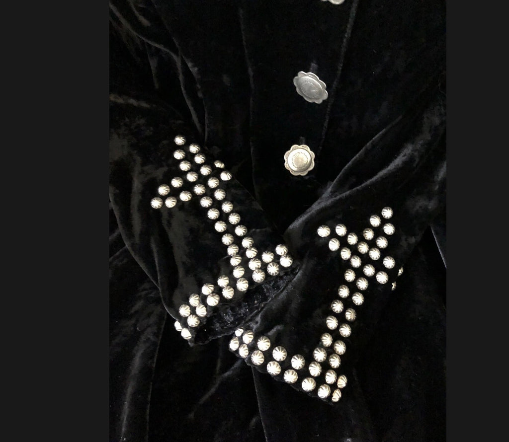 Vintage Maxi Velvet Dress M Studs Crosses