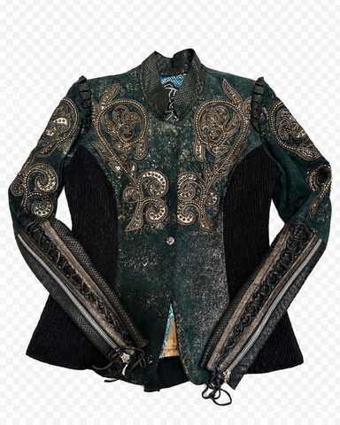 Cleopatra Acid Washed Lambskin Crystal Embroidered Kippys Jacket M/L