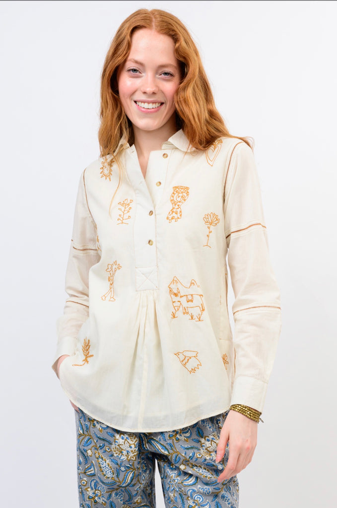 MILAGRO LONG SLEEVE TUNIC EMBROIDERED