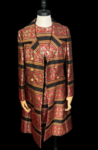 Vintage Dress Coat Set Baroque Style Brocade Jacquard
