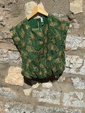 Green Bubble Top Gold Leaf Embroidery