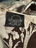 St John Chocolate Brown Rose & Lace Print Oblong Scarf