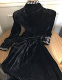 Vintage Maxi Velvet Dress M Studs Crosses