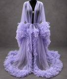 Old Hollywood Glamour Tulle Robe Ruffles & Train