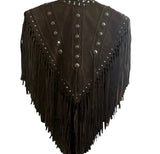 Vintage Suede Hand Tied Fringe Studs Shrug O/S
