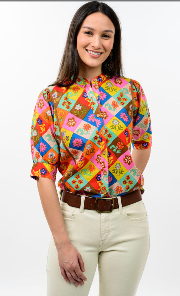 Flower Power Harlequin Blouse
