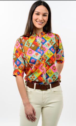 Flower Power Harlequin Blouse