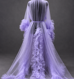 Old Hollywood Glamour Tulle Robe Ruffles & Train