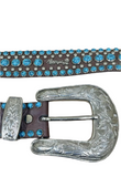 Brown Italian Leather Turq Cab Belt
