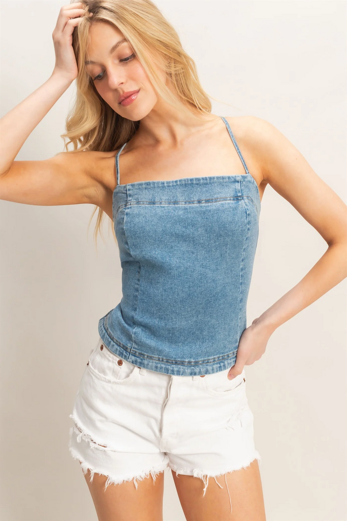 Light Denim Spaghetti Strap Top