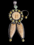 Joan Slifka Signed Royston Turq Bone Pin Pendant