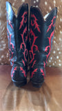 Rocketbuster Flame Inlay Red Black Cowboy Boots