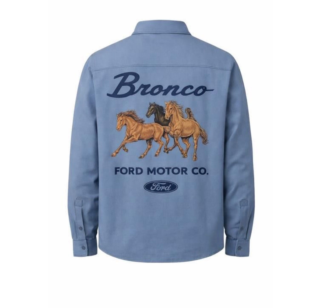 Bronco Logger Shirt Chambray Horse Graphic