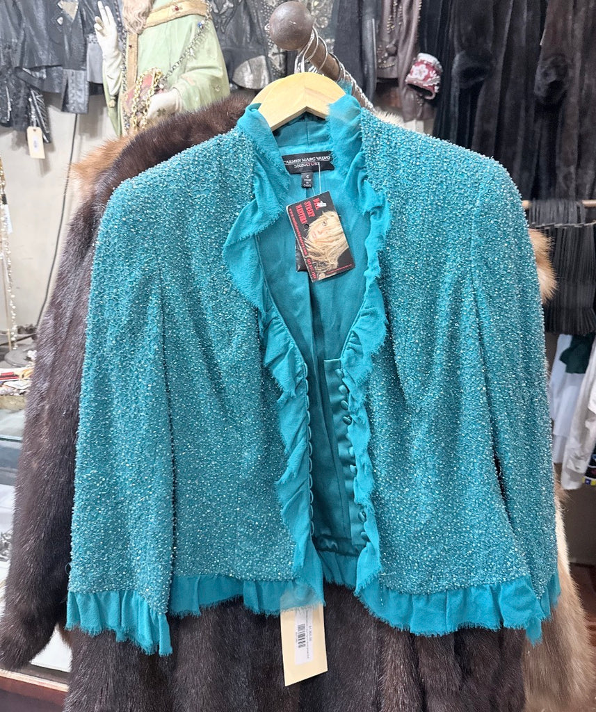 Carmen Valco Beaded Turq Jacket