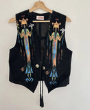 Vintage Char Hand Painted Suede Vest M