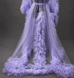 Old Hollywood Glamour Tulle Robe Ruffles & Train
