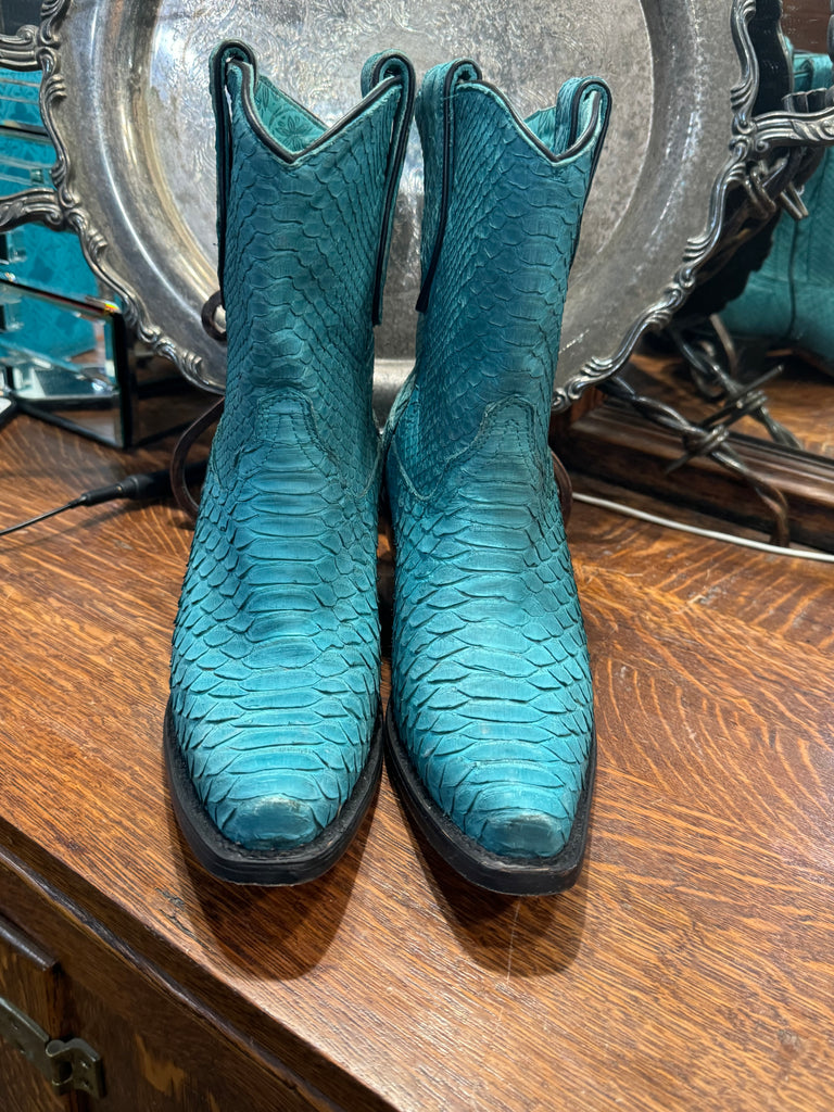 Corral Turquoise Python Ankle Boots EUC 9B