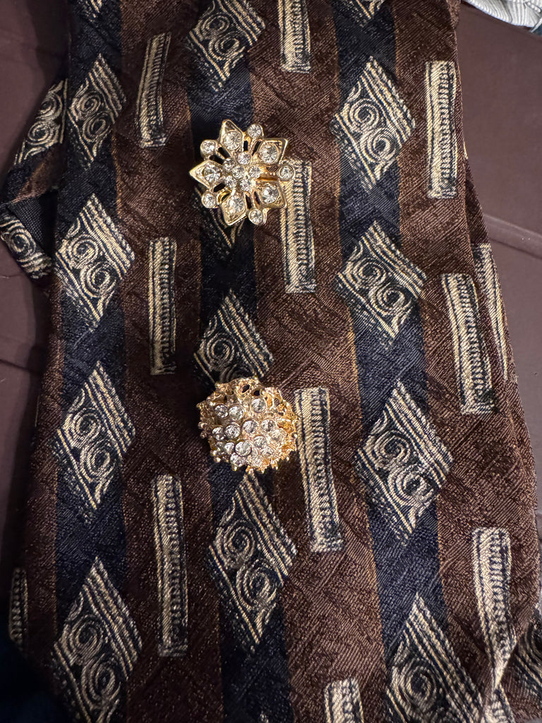 The Art Deco Custom Rhinestone Silk Tie