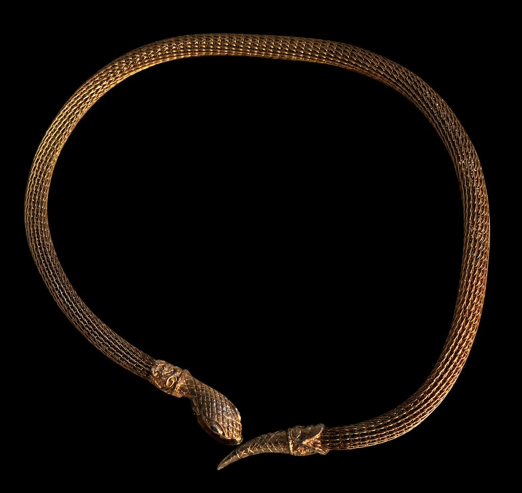 Vintage 1965–72 3D Mesh Snake Necklace/Belt, Unsigned