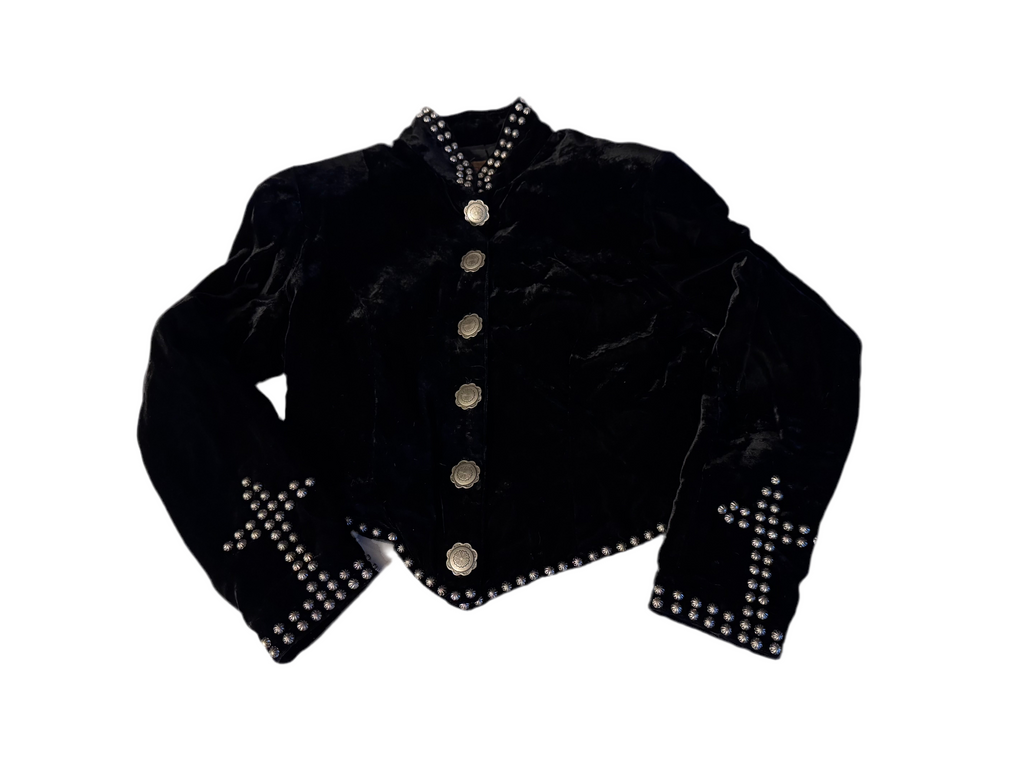 VINTAGE VELVET JACKET CROSS STUDS