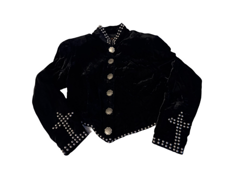 VINTAGE VELVET JACKET CROSS STUDS