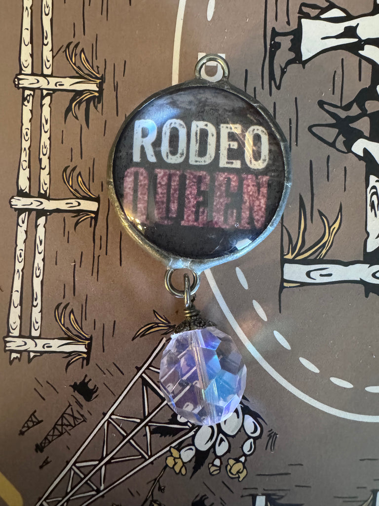Domed 2 Sided Charm Rodeo Queen/Pig Crystal
