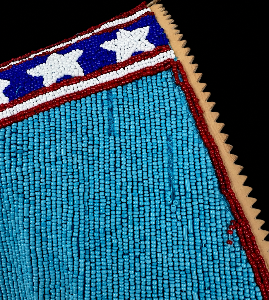 Vintage Beaded Vest USA Flag Stars Horse Fringe “As Is”