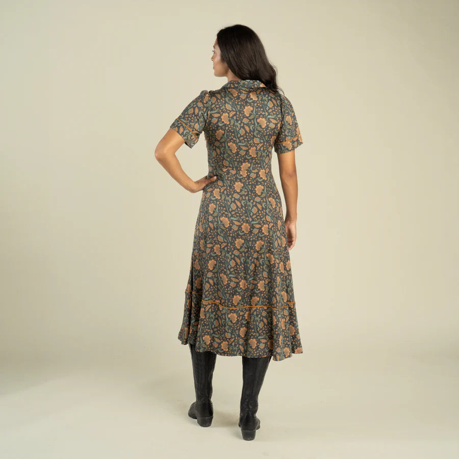 LA DAHILA DRESS COPPER FLORAL
