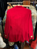 Red Floral Embroidered Blazer Vintage M