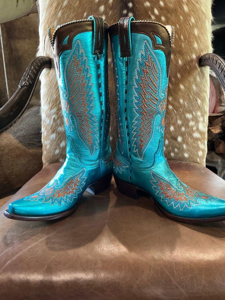 New Old Gringo Eagle Metallic Turquoise Stitch Cowboy Boot 7.5