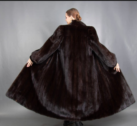 Vintage Deep Mahogany Extra Long Mink Coat M