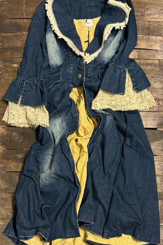 Evening Waltz Denim Lace Duster