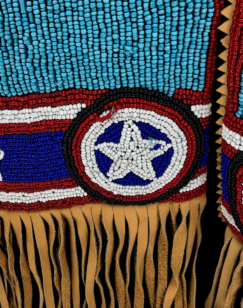 Vintage Beaded Vest USA Flag Stars Horse Fringe “As Is”