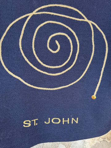Vintage St John Sweater Navy & Gold S