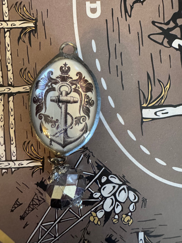 Domed 2 Sided Charm Refuse To Sink Crystal