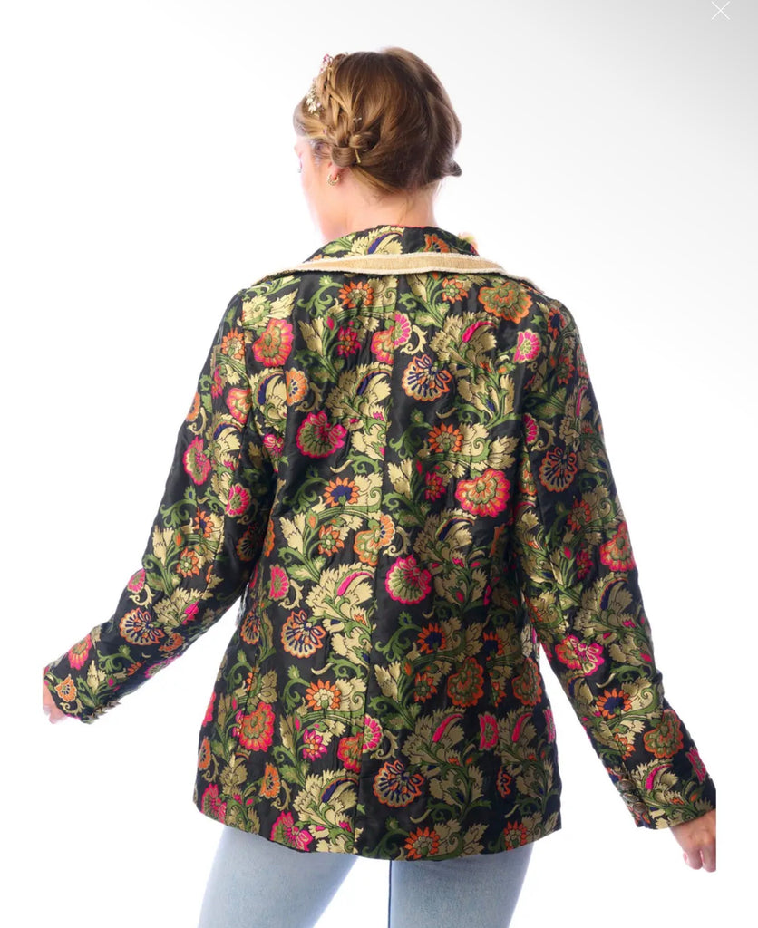 Renaissance Silk Black Jacquard Blazer Jacket