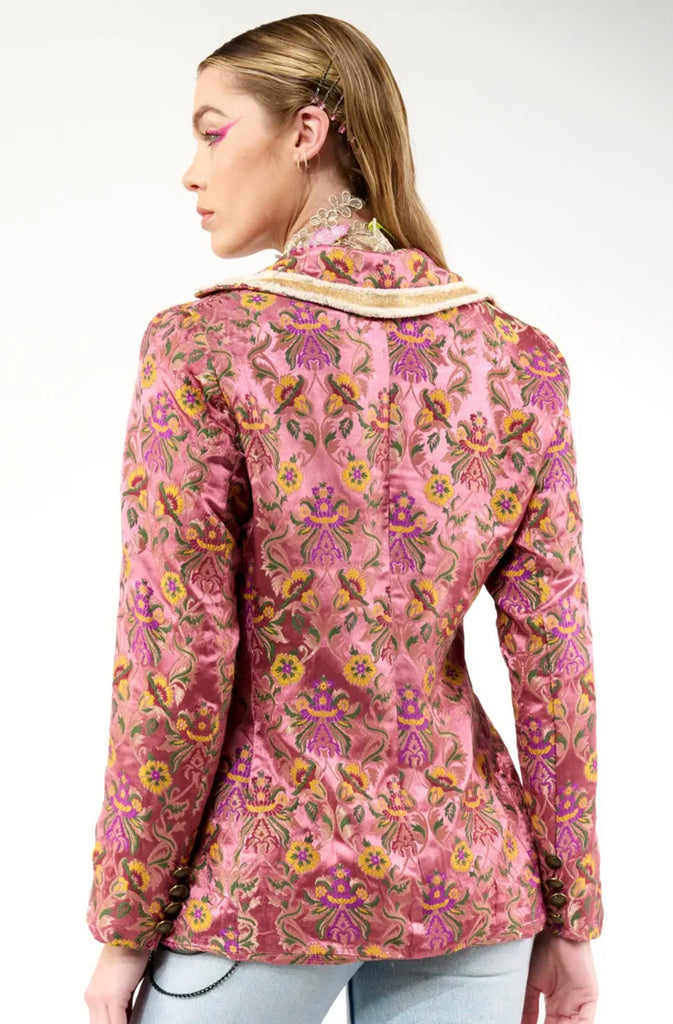 Renaissance Silk Mauve Pink Jacquard Blazer Reversible