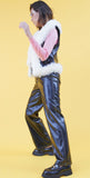 Black Vegan Vest Faux Mongolian Fur Vest