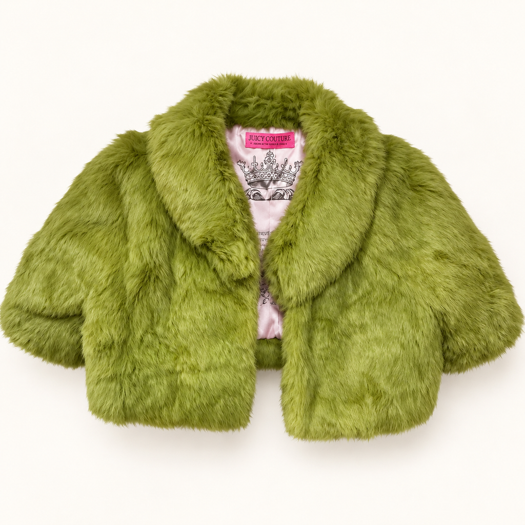Juicy Couture Vintage Chartreuse Fur Bolero – Pink Storybook Lining
