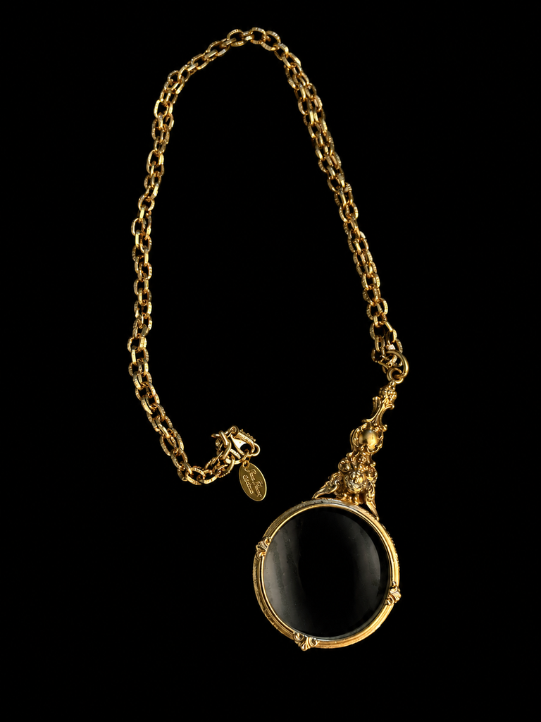 Signed Vintage Joan Rivers Magnifying Glass Pendant Necklace
