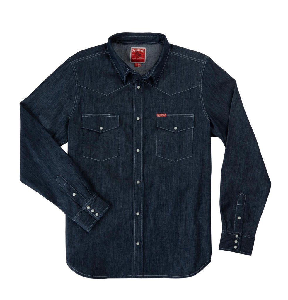 The Wyatt Pearl Snap L/S Dark Denim Shirt