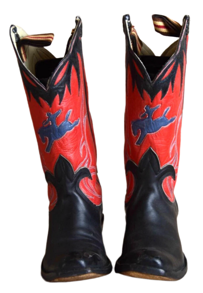 Vintage Handmade Kitzner Red Blk Boots