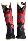 Vintage Handmade Kitzner Red Blk Boots