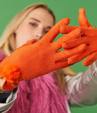 Faux Suede Gloves With Faux Fur Pom