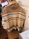 Poncho Knit Camel w/Stripes