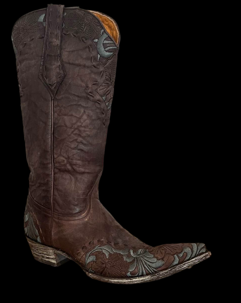 Erin Chocolate Brown  and Teal Boots 8.5