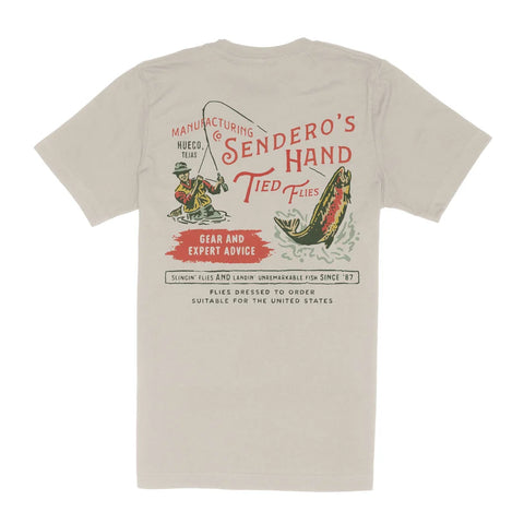HAND TIED FLIES T-SHIRT-Sand