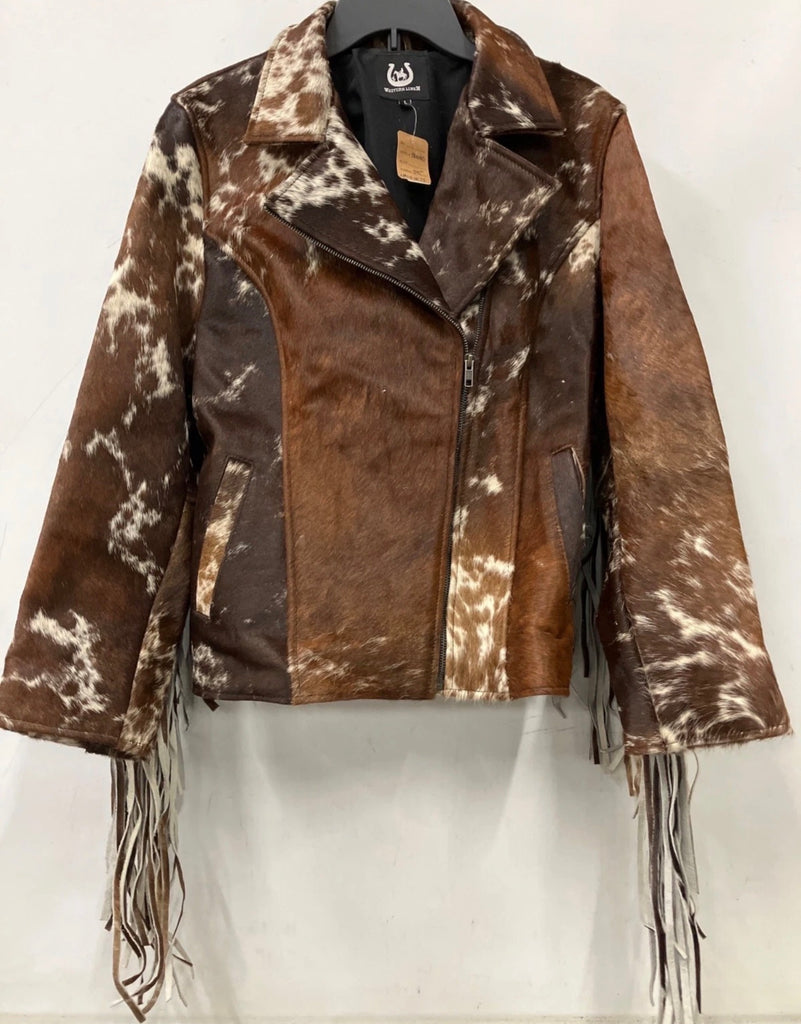 TONS of Fringe Brazilian Cowhide Jacket L NWT